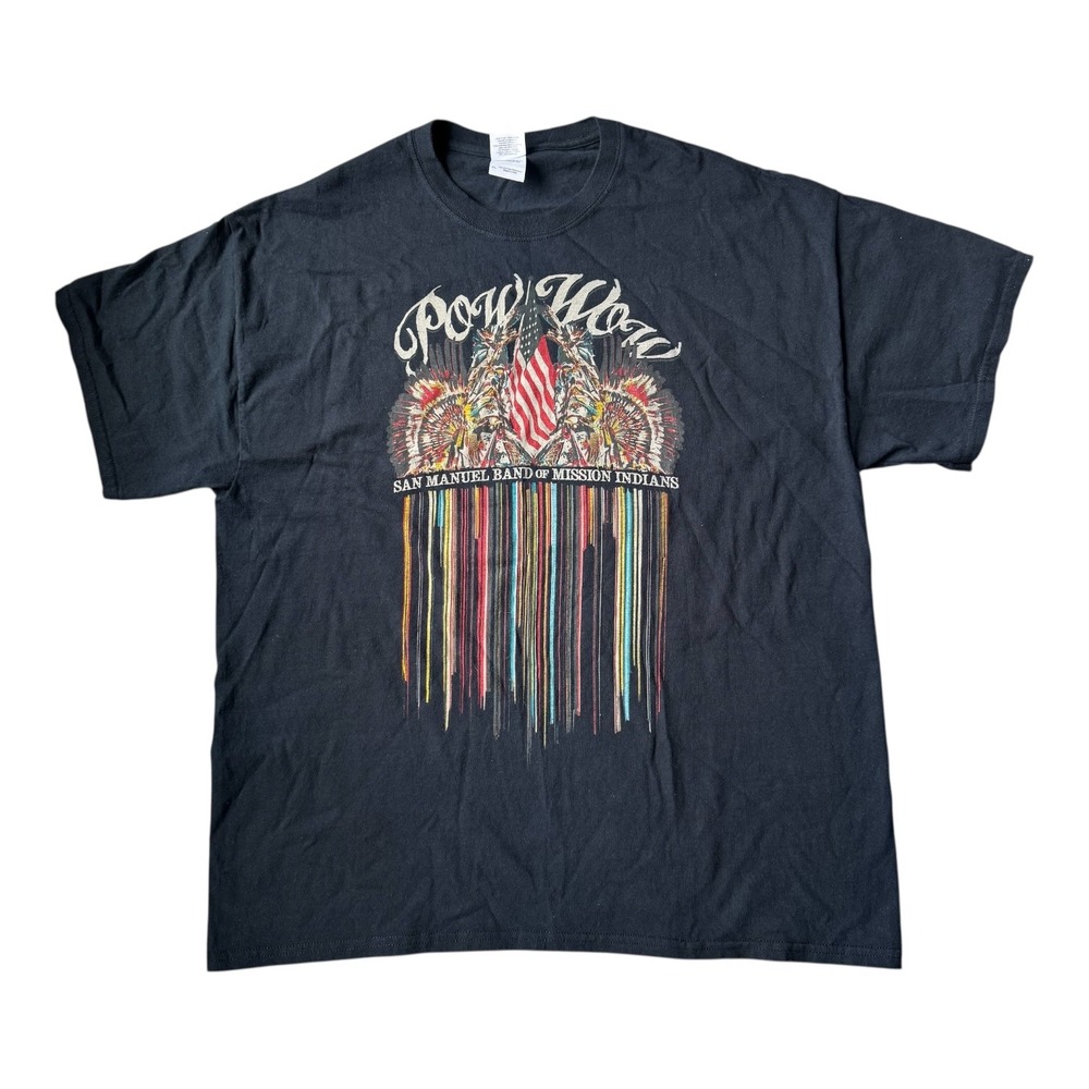 Vintage San Manuel Pow Wow T-Shirt XL Native American Graphic Tee Gildan Blk USA